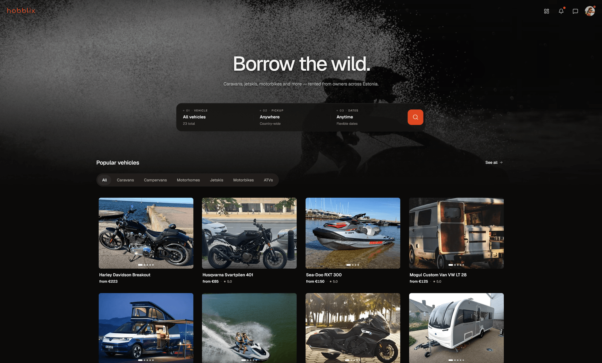 Hobblix landing page