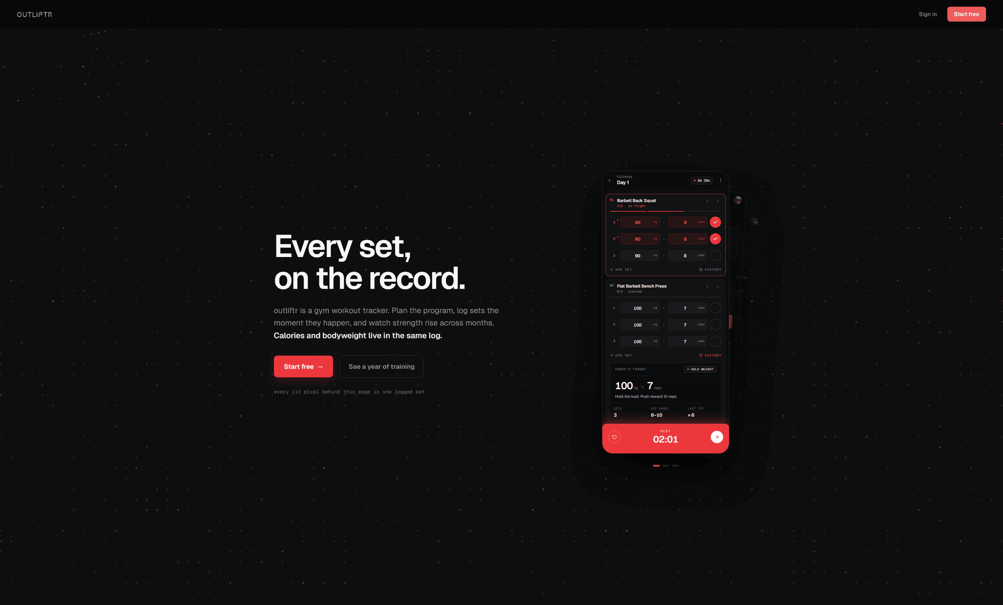 Outliftr landing page