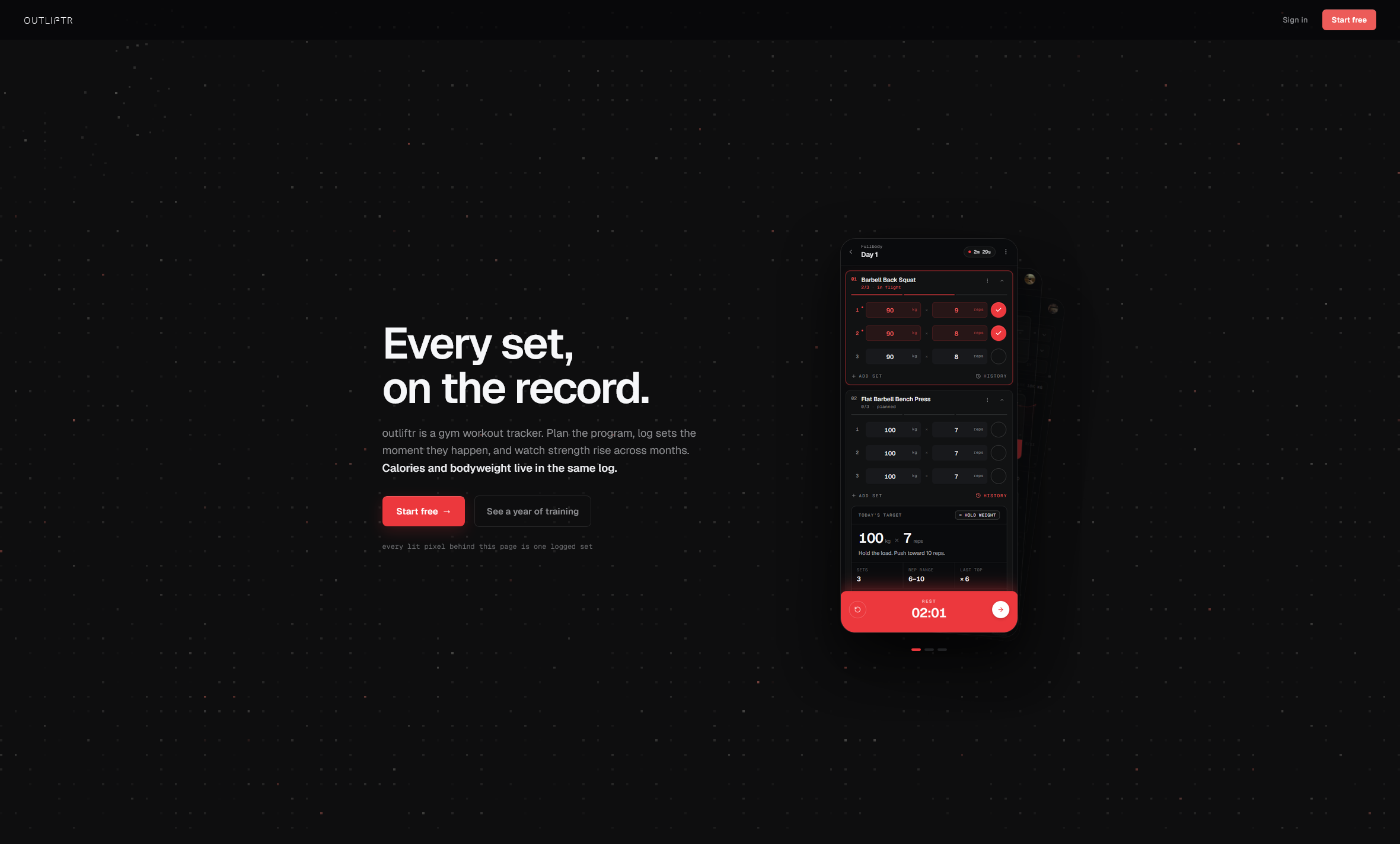 Outliftr landing page
